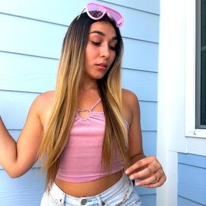 Shein pink heart crop top